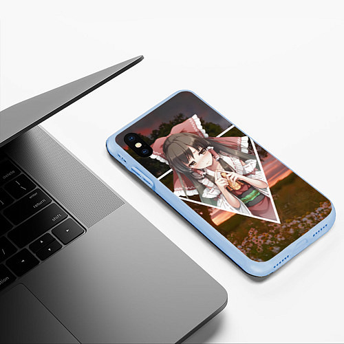 Чехол iPhone XS Max матовый Touhou Project Reimu / 3D-Голубой – фото 3