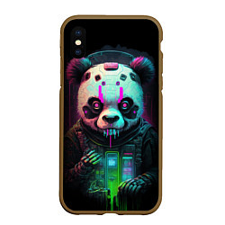 Чехол iPhone XS Max матовый Панда киберпанк, цвет: 3D-коричневый