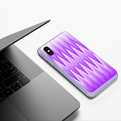 Чехол iPhone XS Max матовый Узкие сиреневые ромбы, цвет: 3D-светло-сиреневый — фото 2