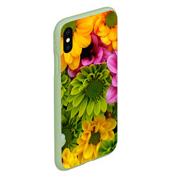 Чехол iPhone XS Max матовый Паттерн цветочный, цвет: 3D-салатовый — фото 2