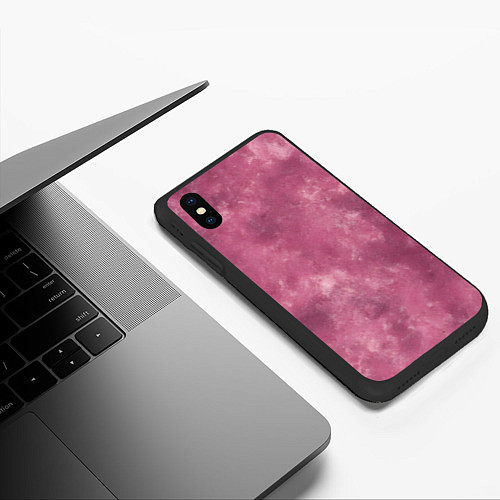 Чехол iPhone XS Max матовый Текстура родонита / 3D-Черный – фото 3