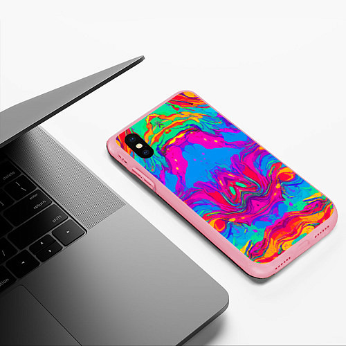 Чехол iPhone XS Max матовый Красочная зеркальная абстракция - мода - нейросеть / 3D-Баблгам – фото 3