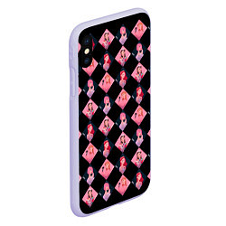 Чехол iPhone XS Max матовый Клеточка black pink, цвет: 3D-светло-сиреневый — фото 2