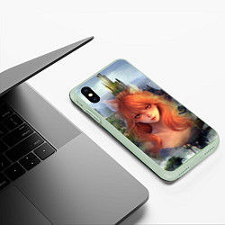 Чехол iPhone XS Max матовый Аниме девушка лиса, цвет: 3D-салатовый — фото 2