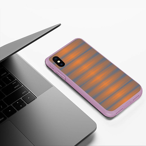 Чехол iPhone XS Max матовый Полосатый закат градиент / 3D-Сиреневый – фото 3