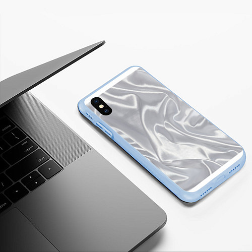 Чехол iPhone XS Max матовый White Silk / 3D-Голубой – фото 3