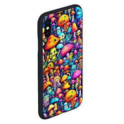 Чехол iPhone XS Max матовый Кислотные психоделические грибы, цвет: 3D-черный — фото 2