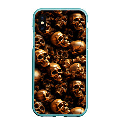 Чехол iPhone XS Max матовый Медные черепа, цвет: 3D-мятный