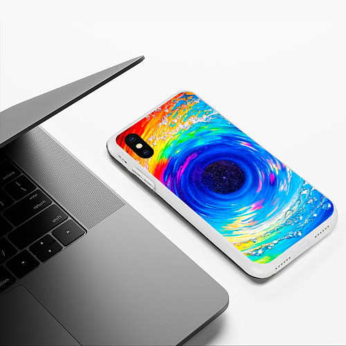 Чехол iPhone XS Max матовый Портал водоворот в иное измерение / 3D-Белый – фото 3