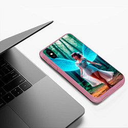 Чехол iPhone XS Max матовый Девушка фея в дремучем лесу, цвет: 3D-малиновый — фото 2