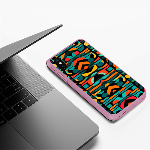 Чехол iPhone XS Max матовый Абстрактный красочный паттерн - мода / 3D-Розовый – фото 3