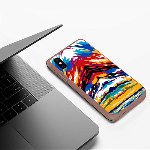 Чехол iPhone XS Max матовый Vanguard abstraction - vogue - art / 3D-Коричневый – фото 3