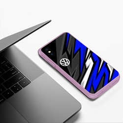 Чехол iPhone XS Max матовый Volkswagen - Синяя абстракция, цвет: 3D-сиреневый — фото 2