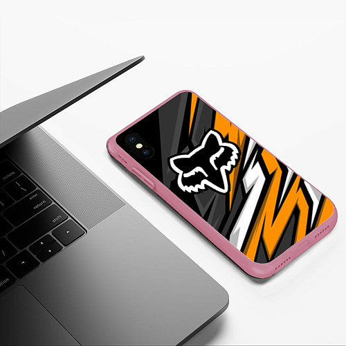 Чехол iPhone XS Max матовый Fox motocross racing - orange / 3D-Малиновый – фото 3