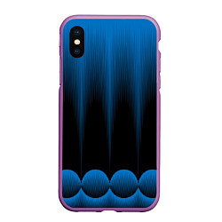 Чехол iPhone XS Max матовый Сине-черный градиент в полоску, цвет: 3D-фиолетовый