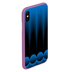 Чехол iPhone XS Max матовый Сине-черный градиент в полоску, цвет: 3D-фиолетовый — фото 2
