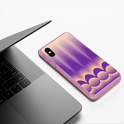 Чехол iPhone XS Max матовый Фиолетовый градиент в полоску, цвет: 3D-розовый — фото 2