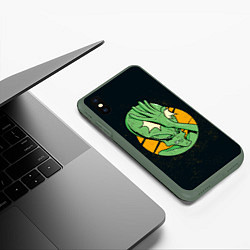 Чехол iPhone XS Max матовый Alien facepalm, цвет: 3D-темно-зеленый — фото 2