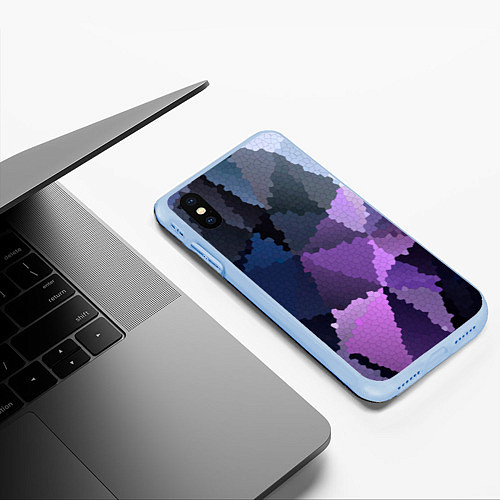 Чехол iPhone XS Max матовый Сине розовый мозаичный узор / 3D-Голубой – фото 3
