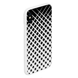 Чехол iPhone XS Max матовый Черно-белые ромбы и клетки, цвет: 3D-белый — фото 2