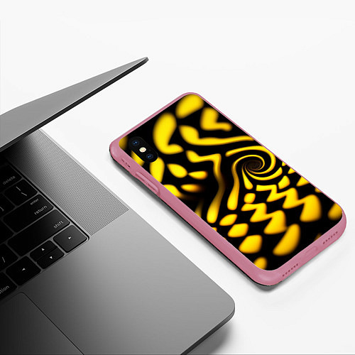 Чехол iPhone XS Max матовый Желтая футболка с воронкой / 3D-Малиновый – фото 3