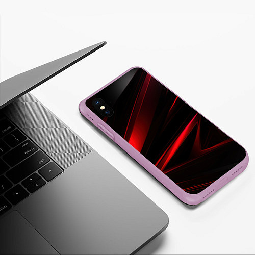 Чехол iPhone XS Max матовый Black and red / 3D-Сиреневый – фото 3