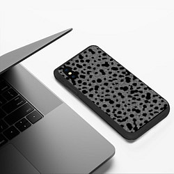 Чехол iPhone XS Max матовый Пятнистый чёрно-серый, цвет: 3D-черный — фото 2