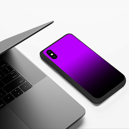 Чехол iPhone XS Max матовый Градиент фиолетово-чёрный / 3D-Черный – фото 3