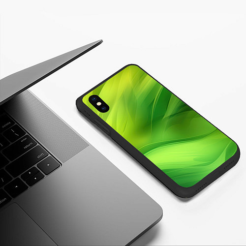 Чехол iPhone XS Max матовый Green lighting background / 3D-Черный – фото 3