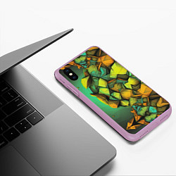 Чехол iPhone XS Max матовый Зеленая объемная абстракция, цвет: 3D-сиреневый — фото 2
