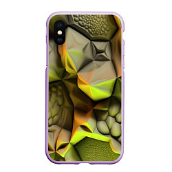Чехол iPhone XS Max матовый Зеленая объемная космическая текстура, цвет: 3D-сиреневый