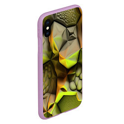 Чехол iPhone XS Max матовый Зеленая объемная космическая текстура, цвет: 3D-сиреневый — фото 2