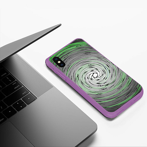 Чехол iPhone XS Max матовый Круговорот / 3D-Фиолетовый – фото 3
