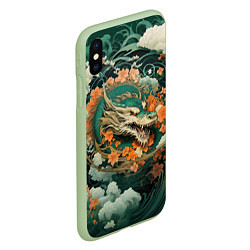 Чехол iPhone XS Max матовый Облачный дракон Irezumi, цвет: 3D-салатовый — фото 2