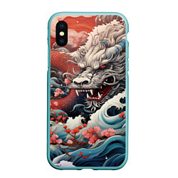 Чехол iPhone XS Max матовый Морской дракон Irezumi, цвет: 3D-мятный