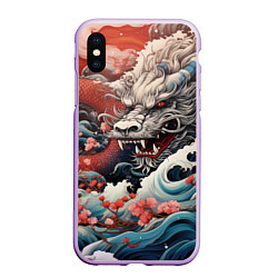 Чехол iPhone XS Max матовый Морской дракон Irezumi, цвет: 3D-сиреневый