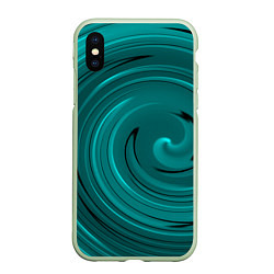 Чехол iPhone XS Max матовый Малахитовый вихрь, цвет: 3D-салатовый