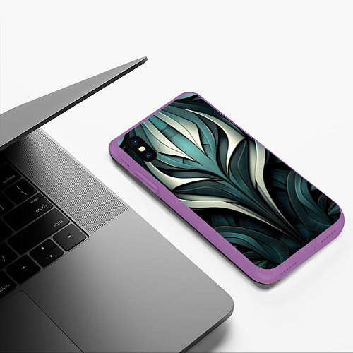 Чехол iPhone XS Max матовый Абстрактные узор в виде лица / 3D-Фиолетовый – фото 3