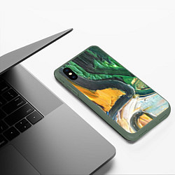 Чехол iPhone XS Max матовый Раскрасочные мазки красок, цвет: 3D-темно-зеленый — фото 2