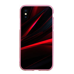 Чехол iPhone XS Max матовый Red lighting black background, цвет: 3D-розовый