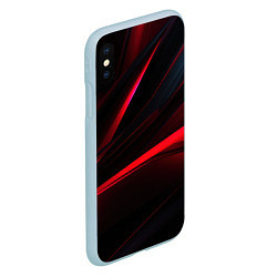 Чехол iPhone XS Max матовый Red lighting black background, цвет: 3D-голубой — фото 2