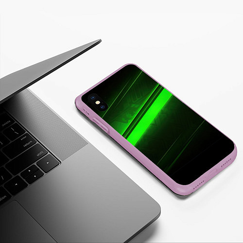 Чехол iPhone XS Max матовый Green line / 3D-Сиреневый – фото 3