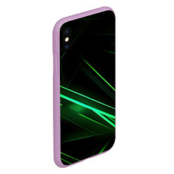 Чехол iPhone XS Max матовый Green lines black backgrouns, цвет: 3D-сиреневый — фото 2