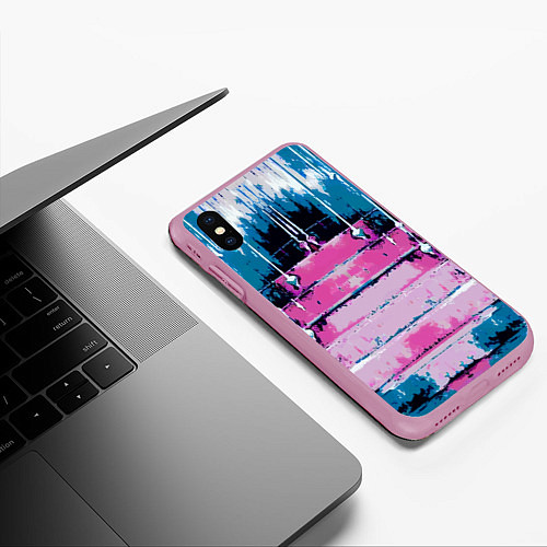 Чехол iPhone XS Max матовый Ladder - art - texture / 3D-Розовый – фото 3