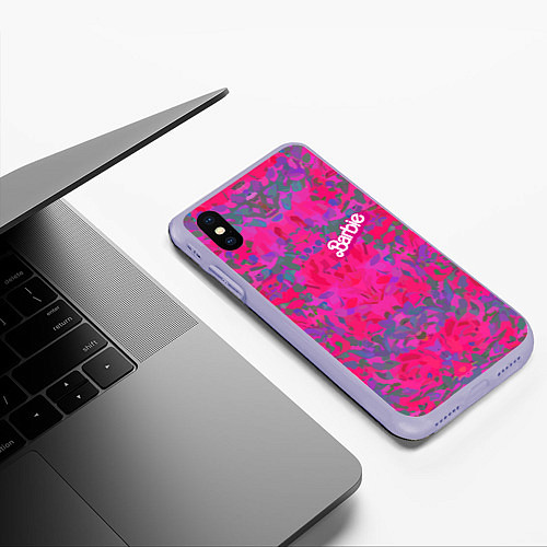 Чехол iPhone XS Max матовый Barbie - fashion pattern / 3D-Светло-сиреневый – фото 3