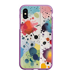 Чехол iPhone XS Max матовый Colorful blots - vogue - abstraction, цвет: 3D-фиолетовый