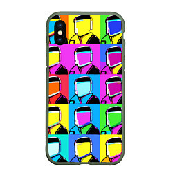 Чехол iPhone XS Max матовый Pop art - abstraction - vogue, цвет: 3D-темно-зеленый