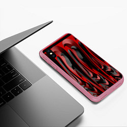 Чехол iPhone XS Max матовый Пластик красно-черный, цвет: 3D-малиновый — фото 2