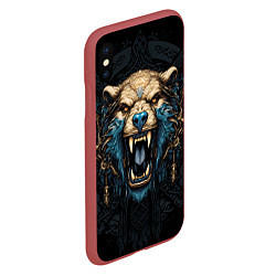 Чехол iPhone XS Max матовый Скандинавский медведь, цвет: 3D-красный — фото 2