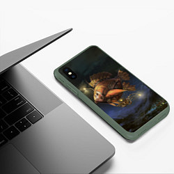 Чехол iPhone XS Max матовый Рыба-дирижабль в ночи, цвет: 3D-темно-зеленый — фото 2
